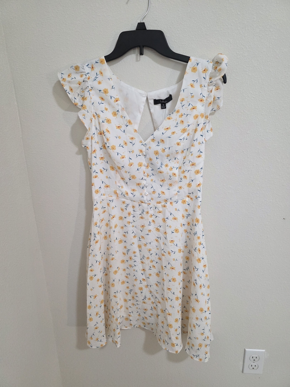 Lulu's White Mini Dress with Yellow Floral Print